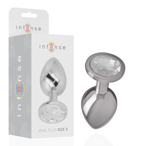 Pluguri anale - Plug anal metalic pentru începători, mărimea S, bază sigură cu cristal transparent, 7 cm