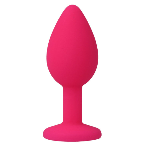 Plug anal pentru începători, mărimea S, silicon moale, bază cu cristal, 7,2 × 2,8 cm, roz fucsia [1]