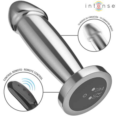 Vibratoare - Plug anal metalic Intense S cu 10 vibrații și telecomandă