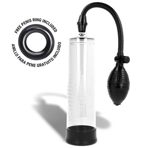 Pompă vacuum manuală pentru penis Transparent Pump 02, cilindru transparent 20 cm, pară de pompare și inel de etanșare [0]