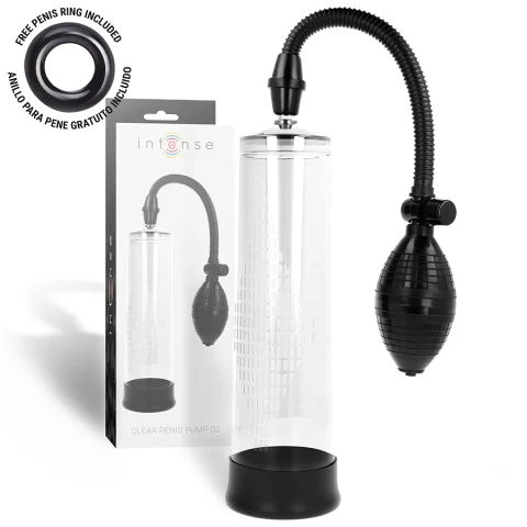 Pompă vacuum manuală pentru penis Transparent Pump 02, cilindru transparent 20 cm, pară de pompare și inel de etanșare [1]