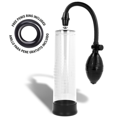 Pompă vacuum manuală pentru penis Transparent Pump 02, cilindru transparent 20 cm, pară de pompare și inel de etanșare [1]