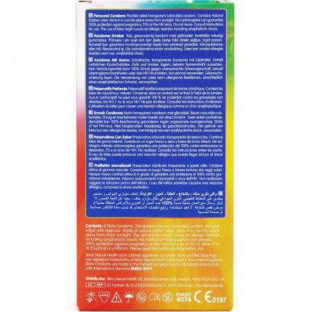 Prezervative aromate SKINS Multi Flavors Premium, 8 buc, latex ultra-subtire, banana, capsuni, menta, bubblegum [3]