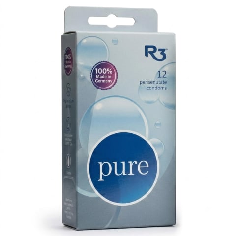 Prezervative - Prezervative clasice transparente R3 Pure, 12 bucăți