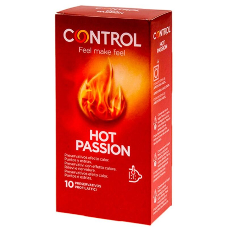 Prezervative - Prezervative Control Hot Passion, efect de incalzire, 10 bucati, culoare naturala, latime nominala 53 mm