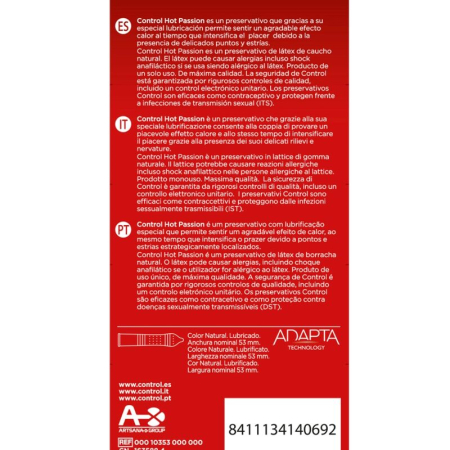 Prezervative Control Hot Passion, efect de incalzire, 10 bucati, culoare naturala, latime nominala 53 mm [1]