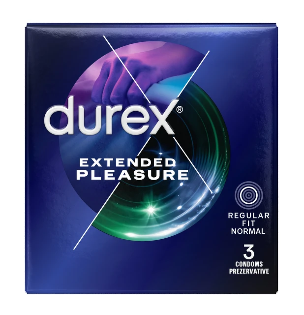 Prezervative - Prezervative Durex Extended Pleasure, 3 Bucăți – Efect de Întârziere și Confort Sporit