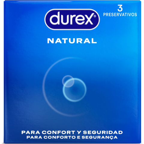 Prezervative Durex Natural 3 bucăți – Latex Natural, Lubrifiate, Easy-On