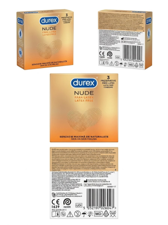 Prezervative Durex Nude Fără Latex 3 Bucăți – Ultra Subțiri, Senzație Naturală [1]