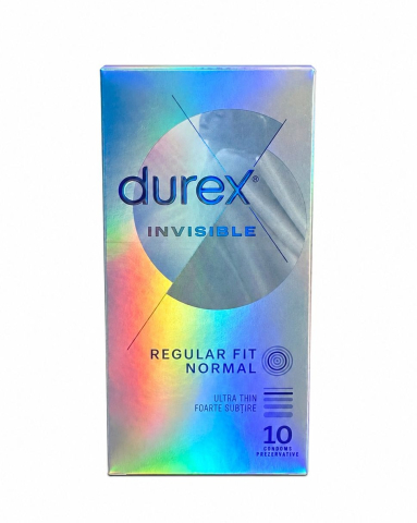 Prezervative - Prezervative Invisible, Regular Fit, 10 bucati, Durex