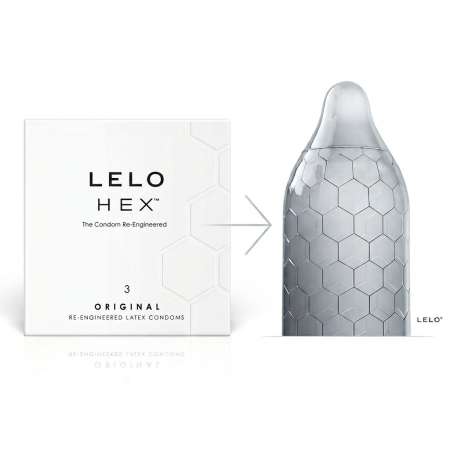 Prezervative - Prezervative LELO HEX (3 buc) – Ultra subtiri, design inovator pentru senzatii maxime