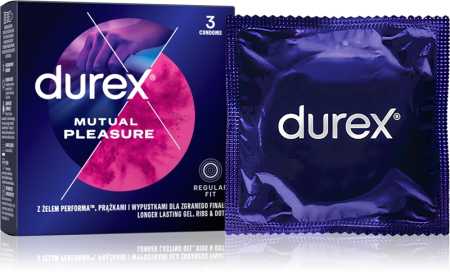 Prezervative - Prezervative Durex Mutual Pleasure 3 Bucăți – Nervurate și Punctate pentru Stimulare Intensă