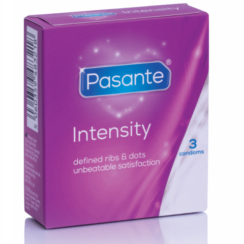 Prezervative Pasante Points & Stripes Intensity 3 bucăți – Cu Puncte și Striații, Latex Natural, 52 mm