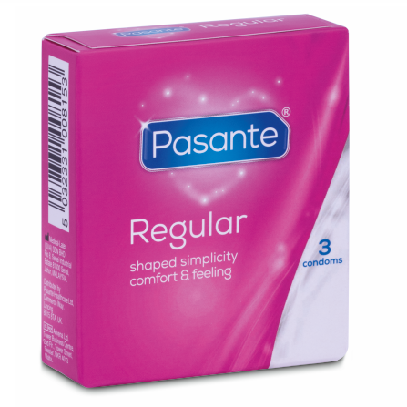 Prezervative Pasante Regular 3 bucăți – Latex Natural, Lubrifiate, 54 mm