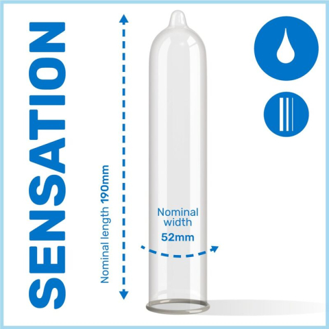 Prezervative Pasante Sensitive Ultra Subțiri, 3 bucăți, Latex Natural, 52 mm [2]