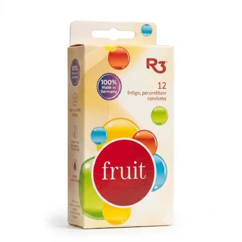 Prezervative - Prezervative R3 Fruit colorate și aromatizate , 12 bucăți