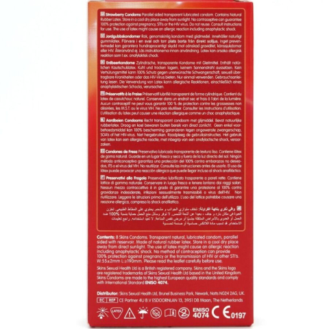 Prezervative SKINS Premium cu aromă de căpșuni – Ultra Subțiri, Lubrifiate, 8 bucăți [3]