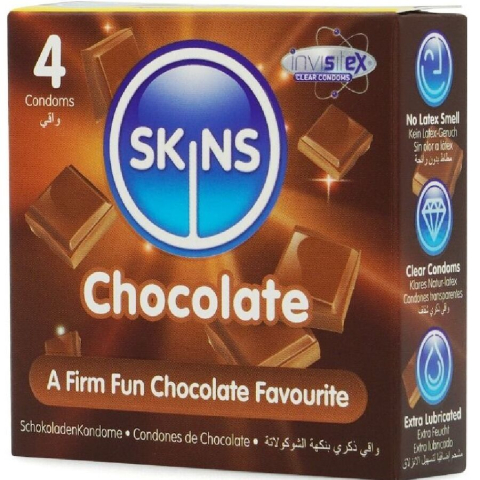 Prezervative SKINS Premium cu aromă de ciocolată – Ultra Subțiri, Lubrifiate, 4 bucăți [1]