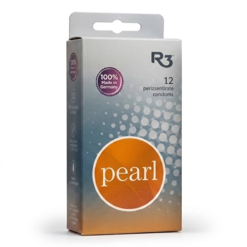 Prezervative - Prezervative texturate R3 Pearl, cu striații și grosime sporită, 12 bucăți