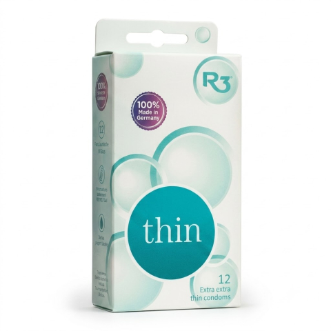 Prezervative - Prezervative ultra-subțiri R3 Thin, 12 bucăți