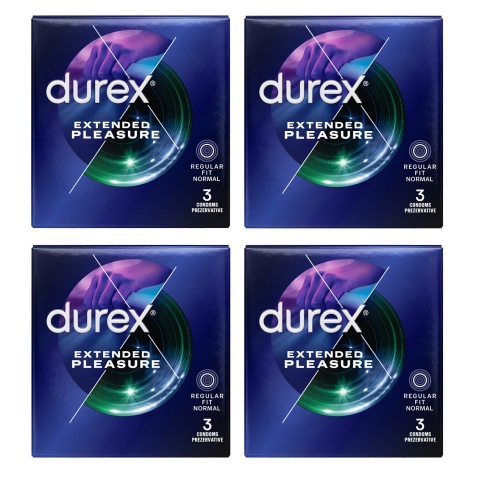 Prezervative - Set 12 Prezervative Durex Extended Pleasure, Regular Fit Normal