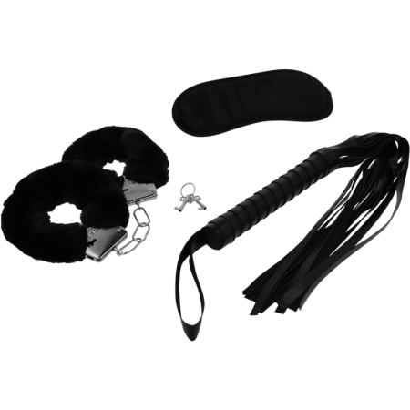 Set BDSM, INTENSE Fetish, 3 Piese, Piele ecologica/Plus/Metal, Negru [1]