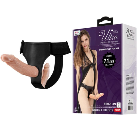 BDSM - Set Baile Ultra Passionate cu 2 dildo-uri și ham reglabil