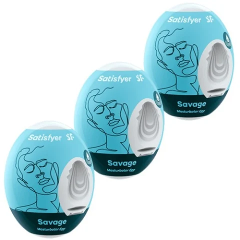Masturbatoare bărbați - Set Masturbatoare Satisfyer Savage, 3 buc, TPE hidroactiv, design discret, multicolor