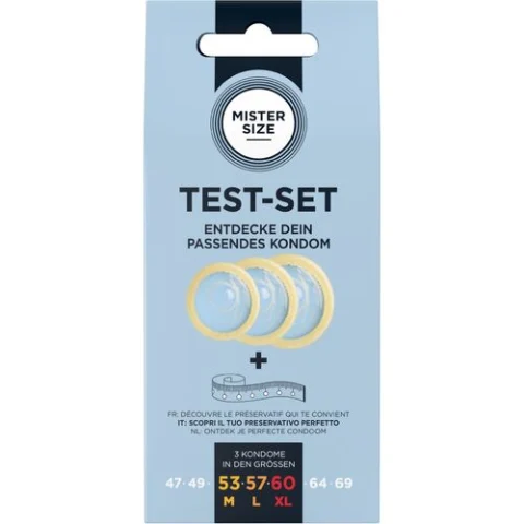 Prezervative - Set Test MISTER SIZE pentru Alegerea Mărimii Prezervativului, 53-57-60 mm + Bandă de Măsurare