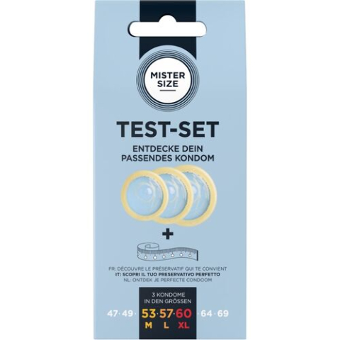 Prezervative - Set Test MISTER SIZE pentru Alegerea Mărimii Prezervativului, 53-57-60 mm + Bandă de Măsurare