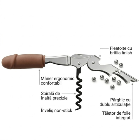 Tirbuson pentru Vin in Forma de Penis, Diablo Picante, Design Ergonomic, Accesorii Petreceri si Cadouri Amuzante, Maro Inchis [2]