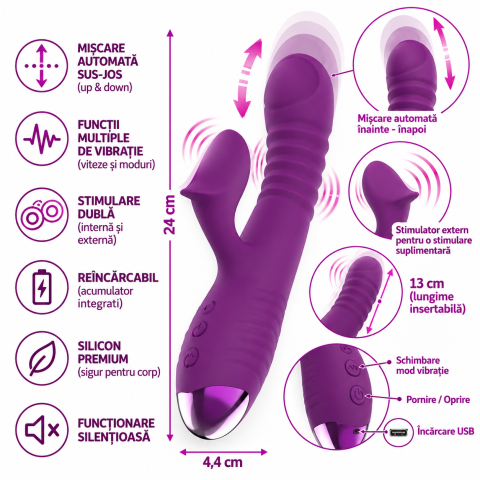 Vibratoare - Vibrator automat Intense Iggy Up & Down violet – 24 cm