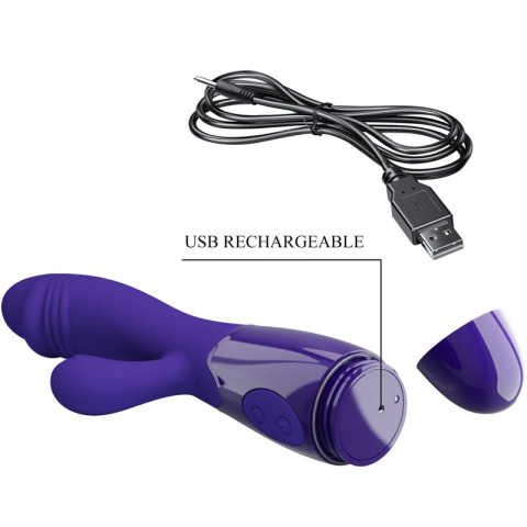 Vibrator dublu Snappy Youth pentru punctul G și stimulare clitoridiană, 30 moduri, USB, silicon violet [3]