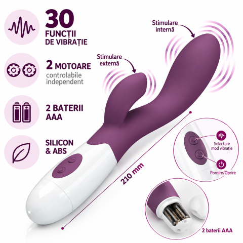 Vibratoare - Vibrator G-Spot Pretty Love Brighty, 30 funcții, mov, 21 cm