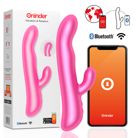 Vibratoare - Vibrator Rabbit cu rotație pentru punctul G și vibrații pentru clitoris, control prin aplicație, Oslo, roz