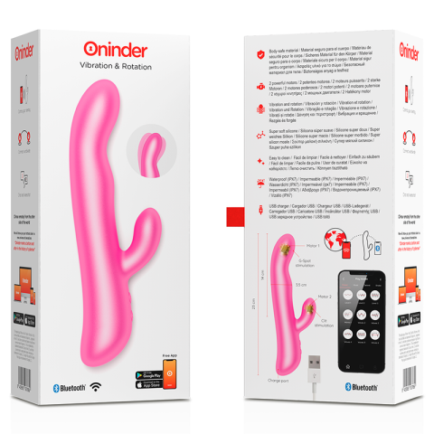 Vibrator Rabbit cu rotație pentru punctul G și vibrații pentru clitoris, control prin aplicație, Oslo, roz [4]