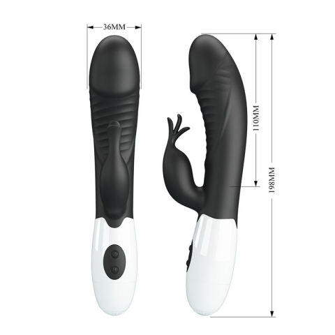 Vibrator Rabbit cu stimulare simultană pentru punctul G și clitoris, 30 funcții, Rasmussen, negru [6]