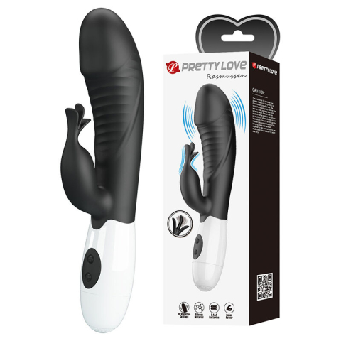 Vibrator Rabbit cu stimulare simultană pentru punctul G și clitoris, 30 funcții, Rasmussen, negru [1]