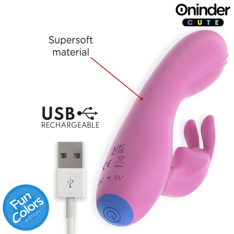 Vibrator rabbit Cute Love Bunny pentru stimularea punctului G și clitorisului, control prin aplicație de oriunde, reîncărcabil USB-C, roz [5]