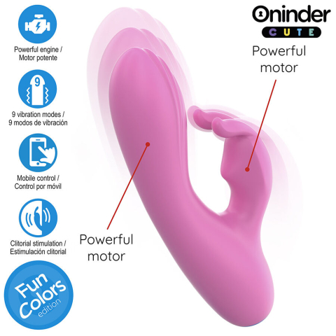 Vibrator rabbit Cute Love Bunny pentru stimularea punctului G și clitorisului, control prin aplicație de oriunde, reîncărcabil USB-C, roz [4]