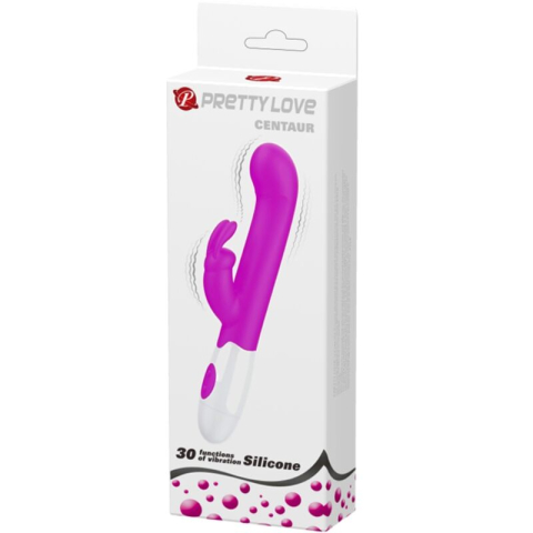 Vibrator Rabbit pentru stimulare internă și clitoridiană Centaur, 30 moduri de vibrație, silicon, mov, 20,5 cm [5]