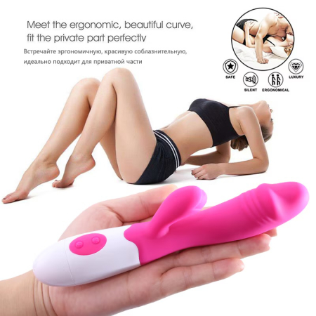 Vibrator rabbit Pretty Love Snappy, stimulare punct G si clitoris, 30 moduri vibratii, silicon ABS, 20 cm [2]