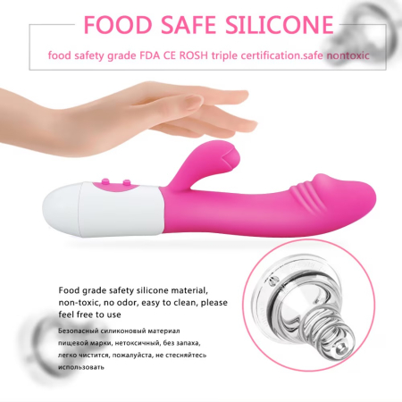 Vibrator rabbit Pretty Love Snappy, stimulare punct G si clitoris, 30 moduri vibratii, silicon ABS, 20 cm [7]