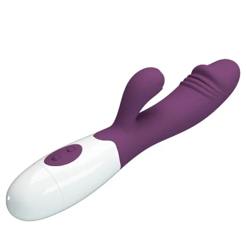 Vibratoare - Vibrator rabbit Snappy pentru stimularea simultană a punctului G și clitorisului, 30 moduri, silicon, mov