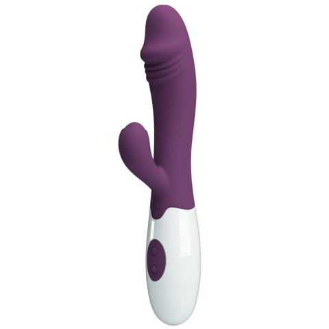 Vibratoare - Vibrator rabbit Snappy pentru stimularea simultană a punctului G și clitorisului, 30 moduri, silicon, mov