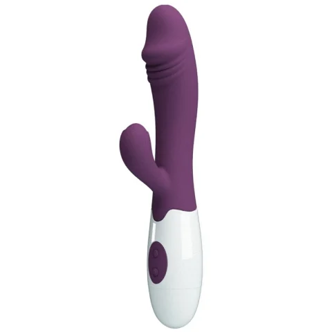 Vibratoare - Vibrator rabbit Snappy pentru stimularea simultană a punctului G și clitorisului, 30 moduri, silicon, mov