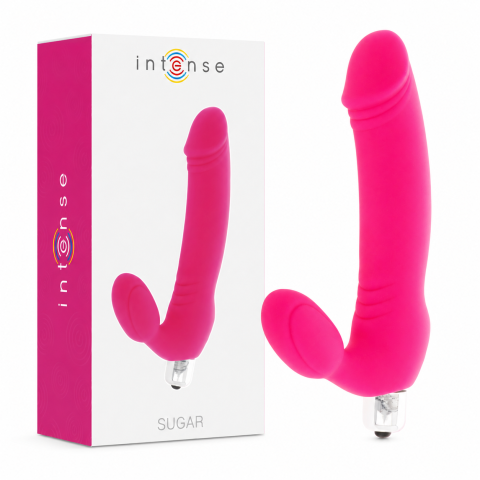 Vibratoare - Vibrator rabbit Sugar cu stimulare dublă, 7 moduri de vibrație, silicon moale, 17,5 cm, fucsia