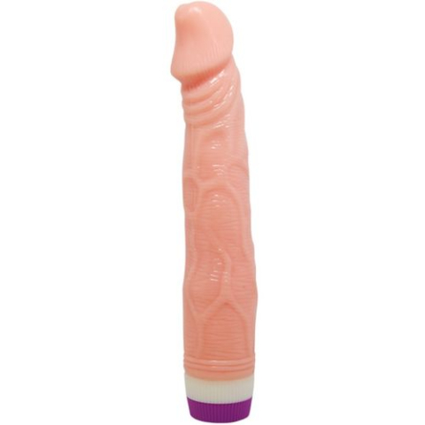 Vibratoare - Vibrator realist BAILE Natural, culoare naturală, cu intensitate reglabilă prin comandă rotativă la bază. Lungime totală 22 cm, diametru 4 cm, materiale PVC și ABS. Alimentare cu două baterii AA.