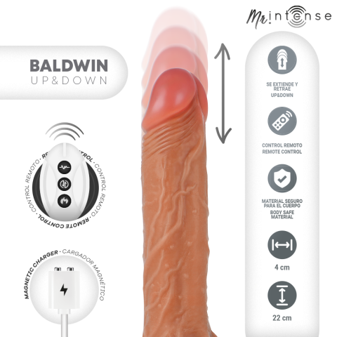 Vibrator Realist MR INTENSE Baldwin cu Mișcare Automată Up & Down și Telecomandă, 22 cm [2]