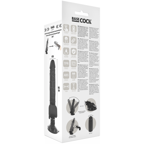 Vibrator realist Basecock negru cu telecomandă – 18,5 cm [4]